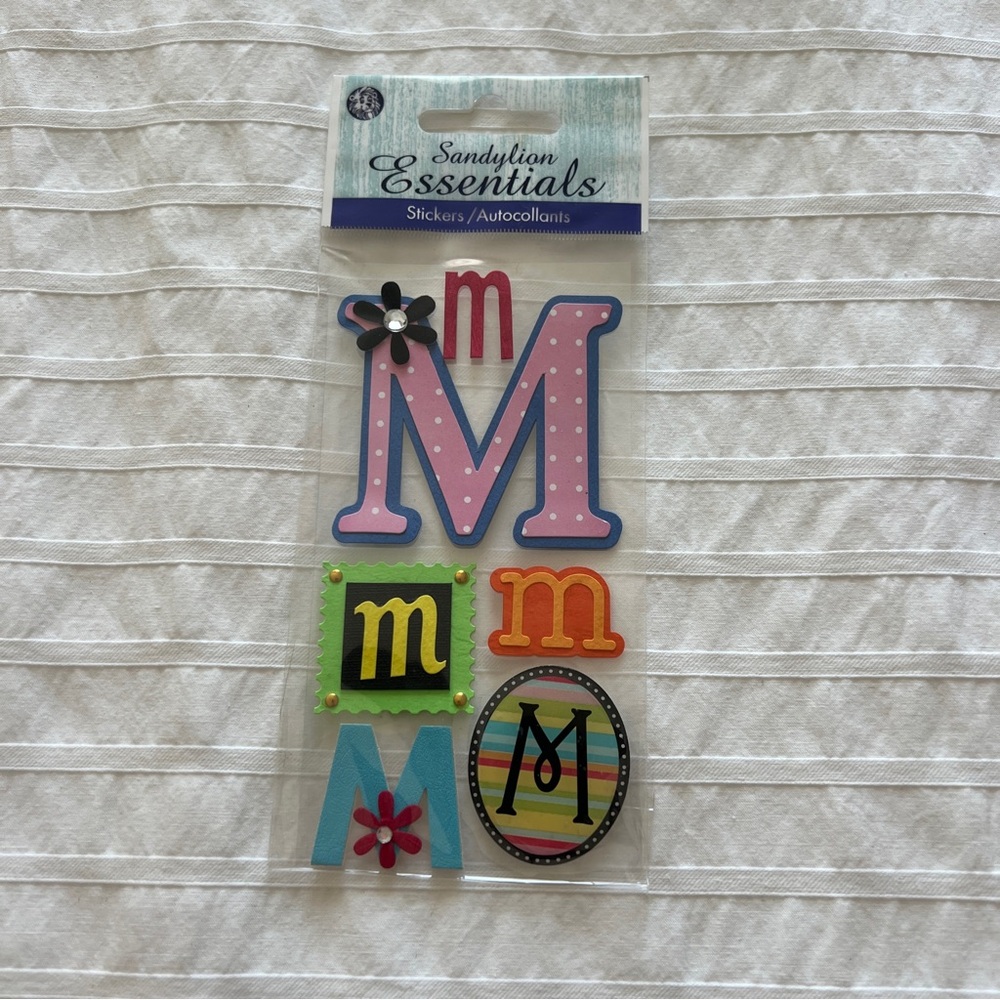 NWT Sandylion Essentials Monogram M Dimensional Sticker Set